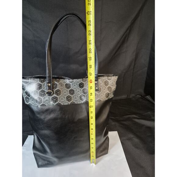 ThinkGeek D20 D&D Large Black Tote Bag Faux Leather Dungeons and Dragons main image 12